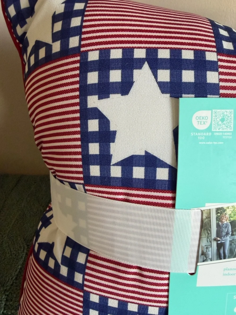 Martha Stewart Red White & Blue Patriotic Star 🇺🇸 Patchwork Throw Pillows NEW!